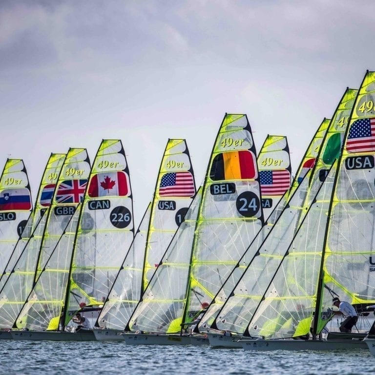 49er starting line at 2018 World Cup Series Miami