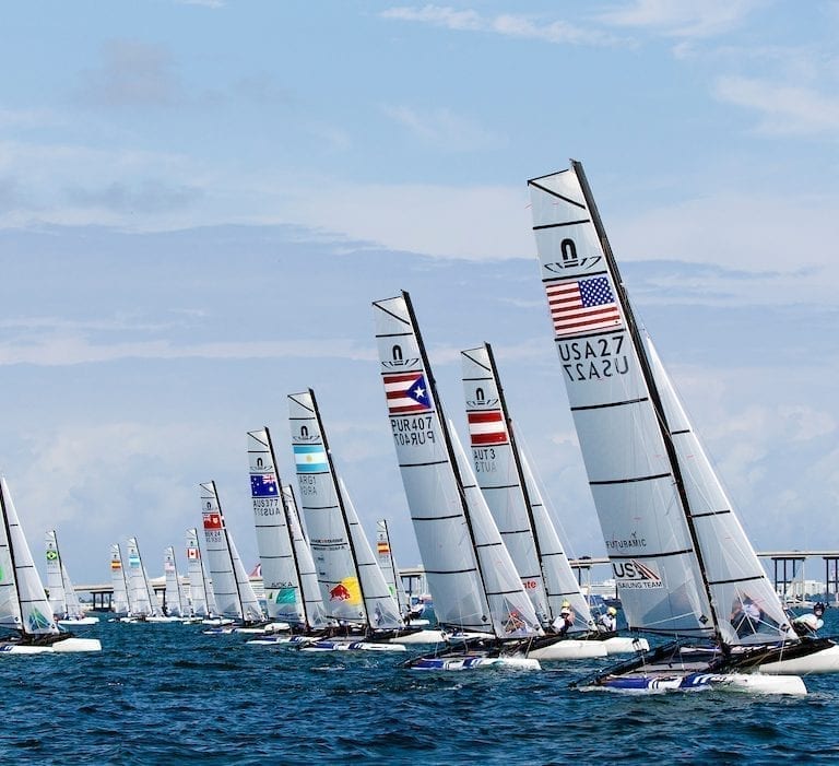 Nacra 17 Sailors at 2019 Hempel World Cup Series Miami