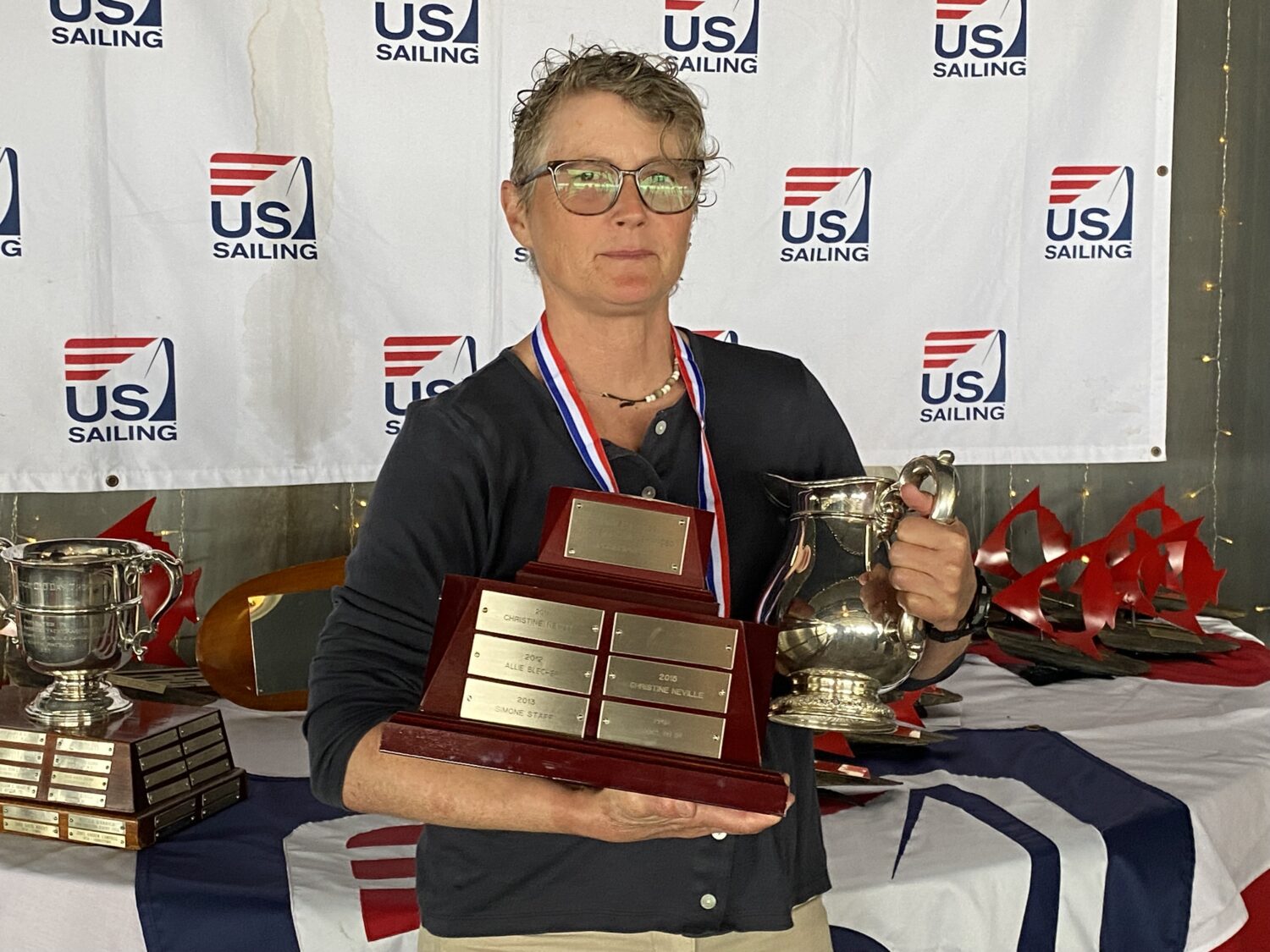 Elaine Parshall, winner of the Helen Hanley Trophy and U.S. Singlehanded Champion, women's division